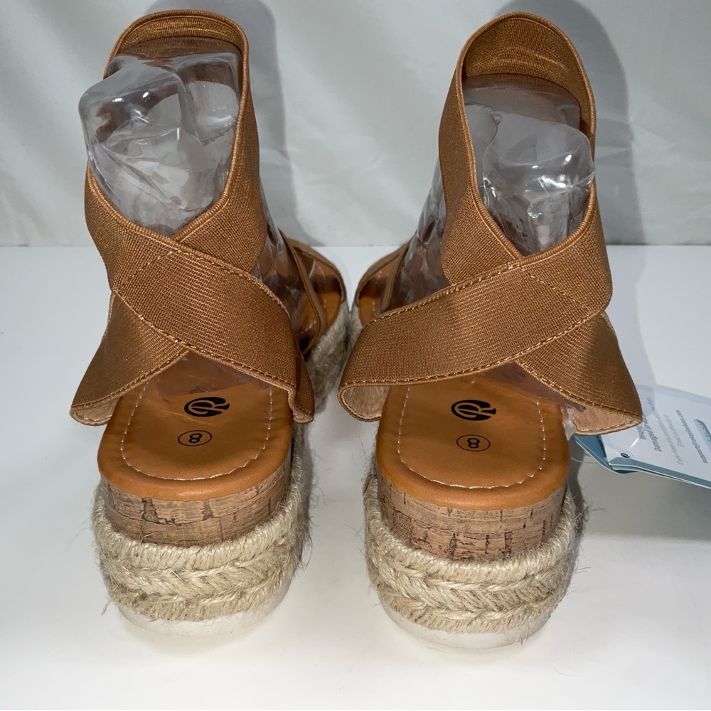 NIB Women’s Rekalya Espadrille Wedge Platform Sandals‎ Elastic Straps Beige 8 - Picture 4 of 9